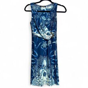 Roberto Cavalli sleeveless snake brooch detail jellyfish print dress size S